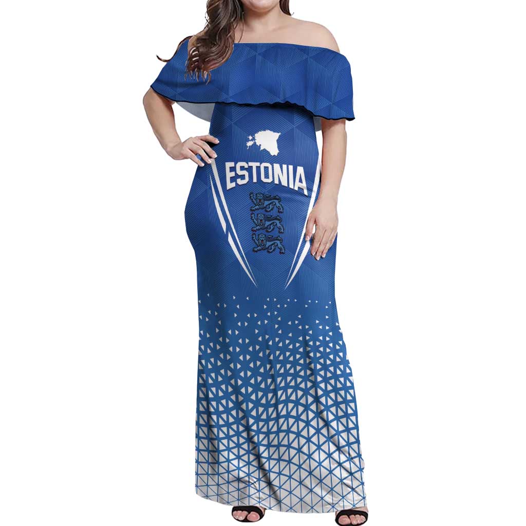 Custom Estonia Football Off Shoulder Maxi Dress Come One Kalevipojad