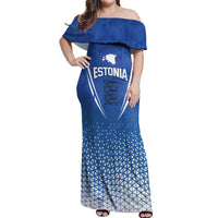 Custom Estonia Football Off Shoulder Maxi Dress Come One Kalevipojad