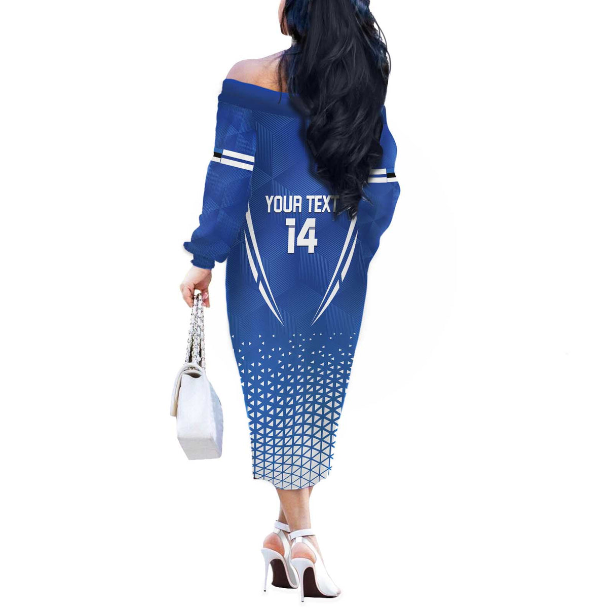 Custom Estonia Football Off The Shoulder Long Sleeve Dress Come One Kalevipojad