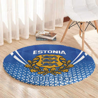 Custom Estonia Football Round Carpet Come One Kalevipojad