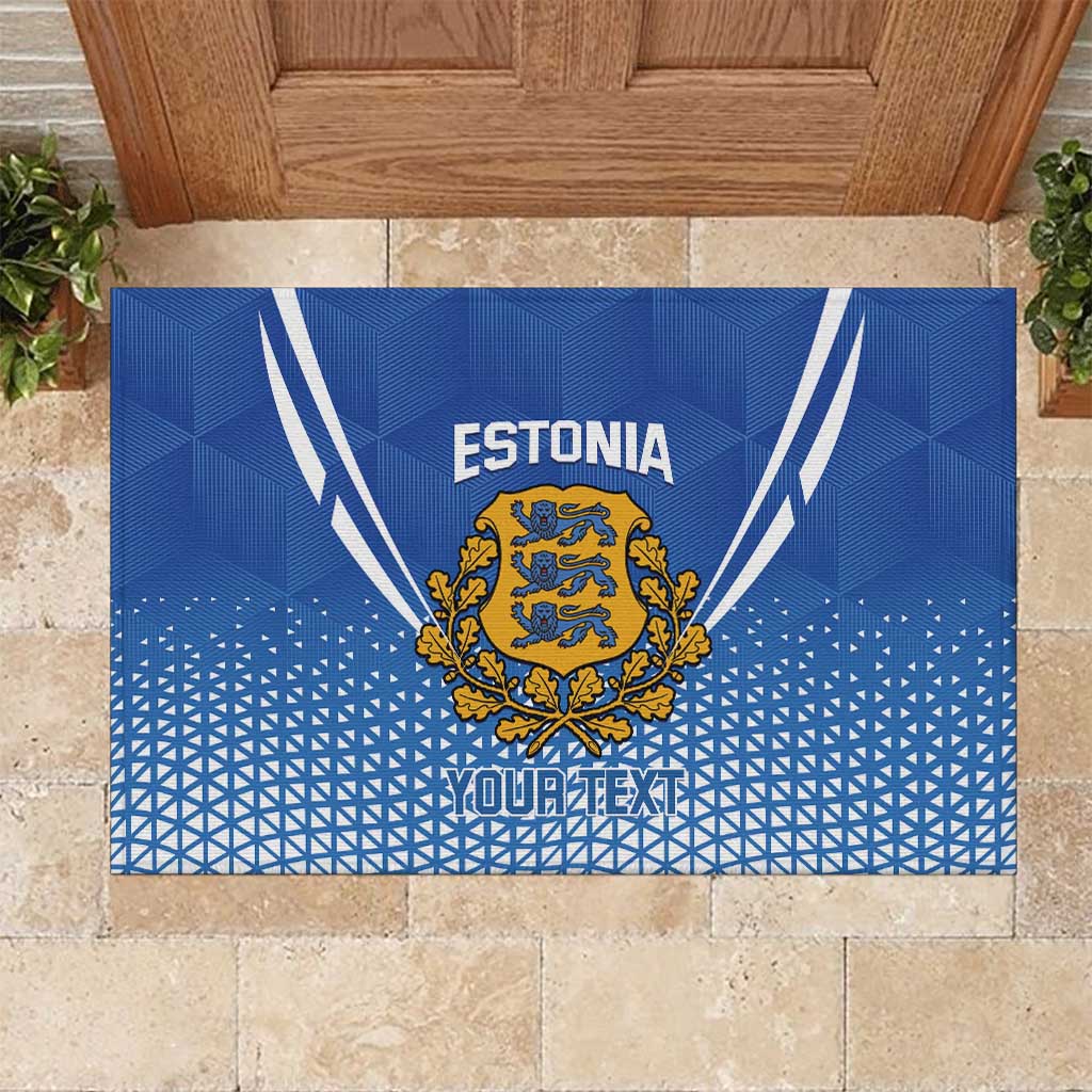 Custom Estonia Football Rubber Doormat Come One Kalevipojad