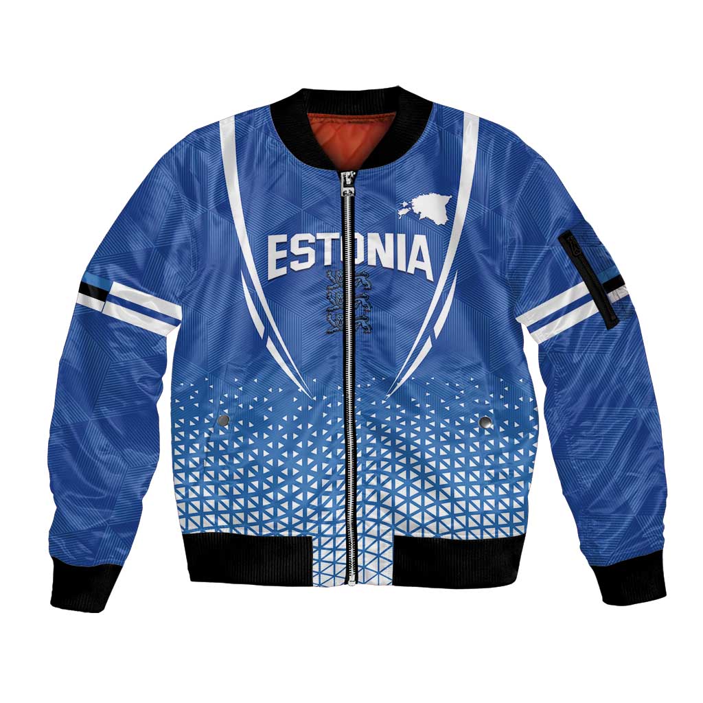 Custom Estonia Football Sleeve Zip Bomber Jacket Come One Kalevipojad