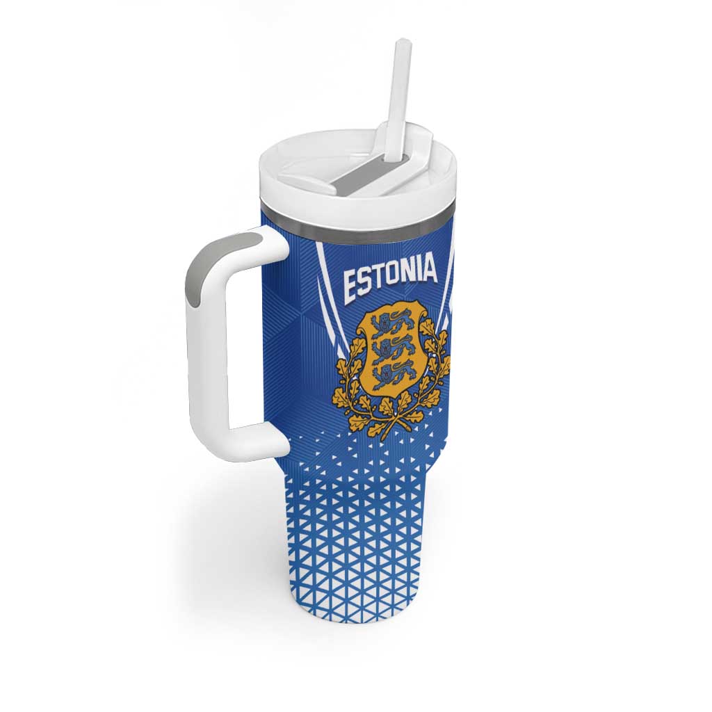 Custom Estonia Football Tumbler With Handle Come One Kalevipojad