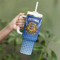 Custom Estonia Football Tumbler With Handle Come One Kalevipojad