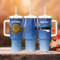 Custom Estonia Football Tumbler With Handle Come One Kalevipojad