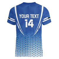 Custom Estonia Football Women V-Neck T-Shirt Come One Kalevipojad