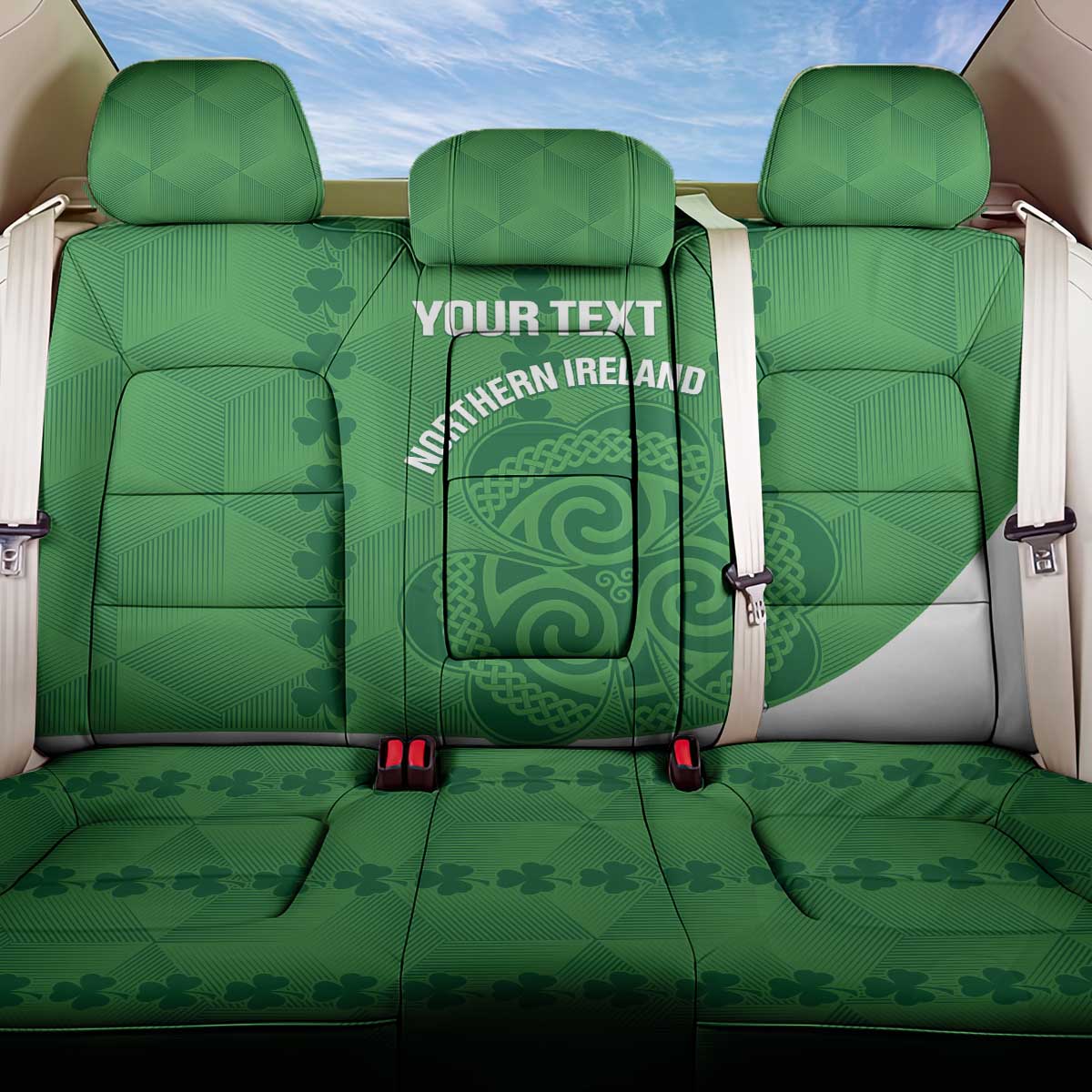 Custom Northern Ireland Back Car Seat Cover Go Green and White Army