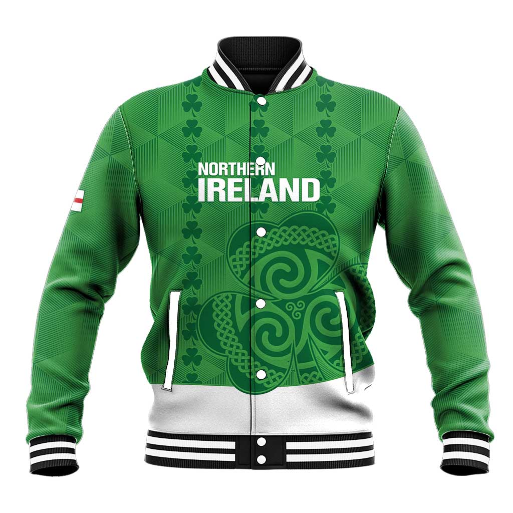 Custom Northern Ireland Baseball Jacket Go Green and White Army