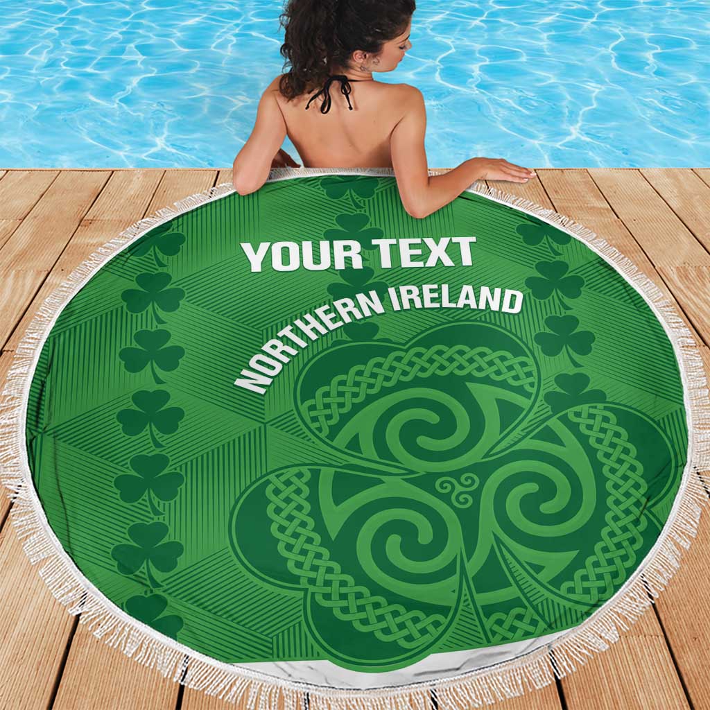 Custom Northern Ireland Beach Blanket Go Green and White Army