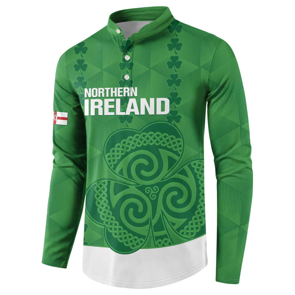 Custom Northern Ireland Button Sweatshirt Go Green and White Army