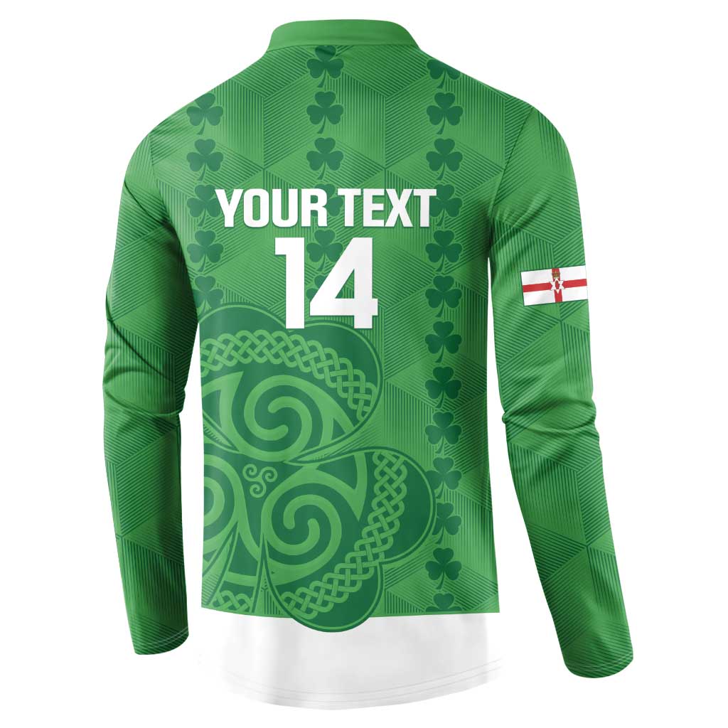 Custom Northern Ireland Button Sweatshirt Go Green and White Army