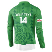 Custom Northern Ireland Button Sweatshirt Go Green and White Army