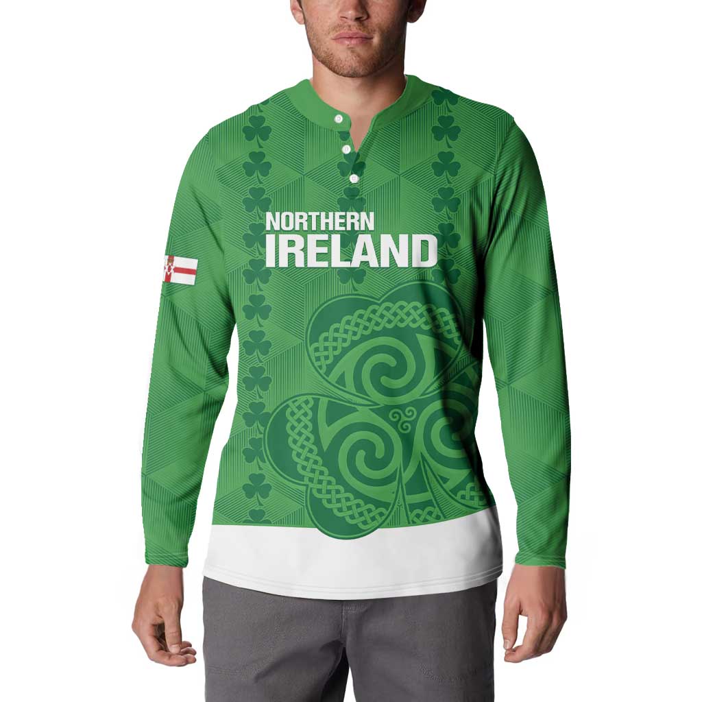 Custom Northern Ireland Button Sweatshirt Go Green and White Army