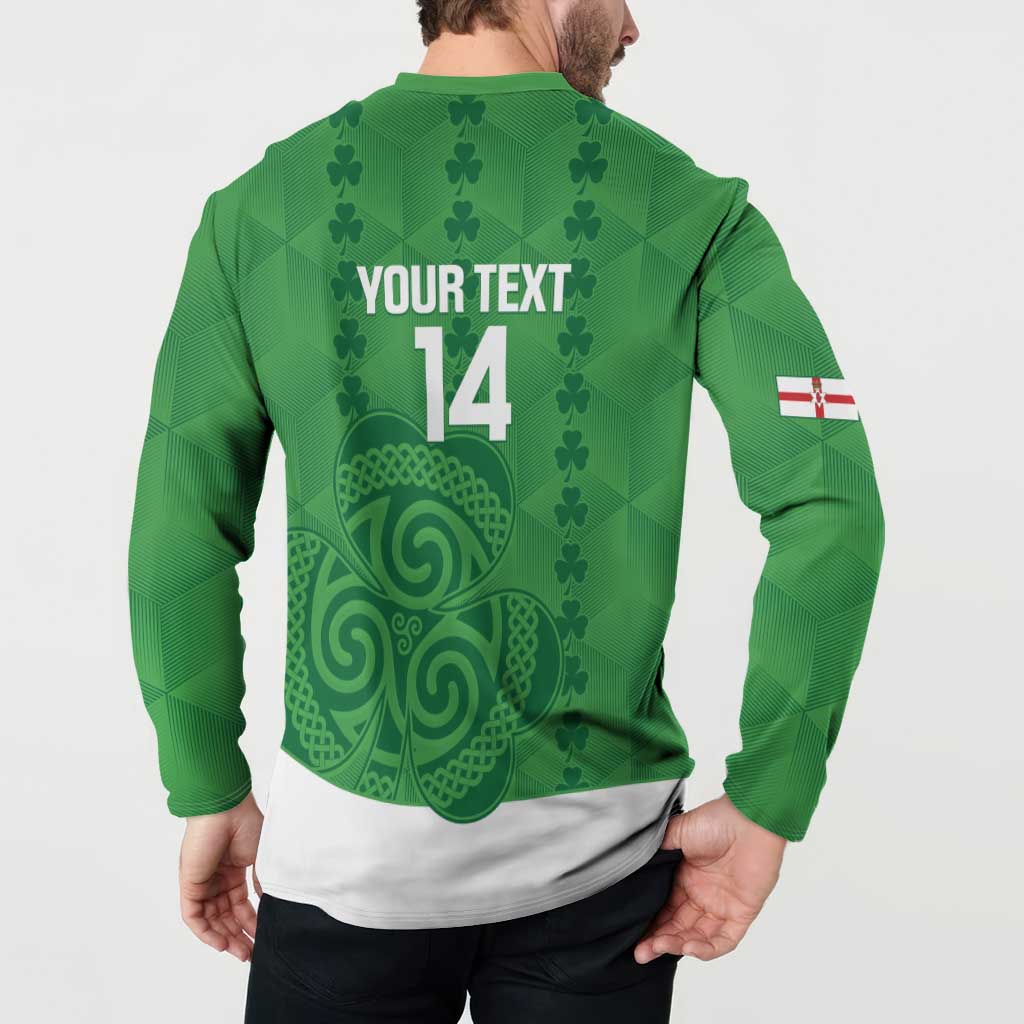 Custom Northern Ireland Button Sweatshirt Go Green and White Army