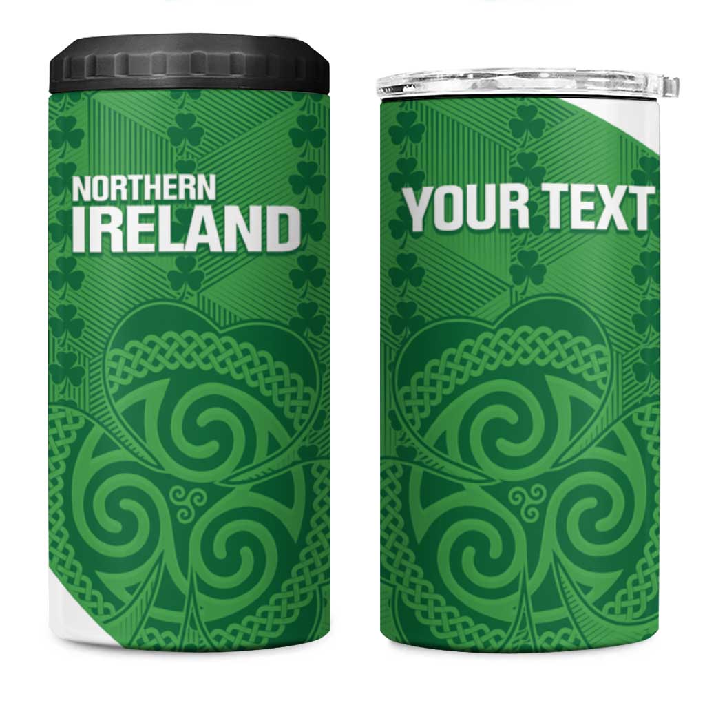 Custom Northern Ireland 4 in 1 Can Cooler Tumbler Go Green and White Army