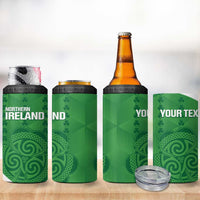 Custom Northern Ireland 4 in 1 Can Cooler Tumbler Go Green and White Army