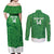 Custom Northern Ireland Couples Matching Off Shoulder Maxi Dress and Long Sleeve Button Shirt Go Green and White Army