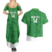 Custom Northern Ireland Couples Matching Summer Maxi Dress and Hawaiian Shirt Go Green and White Army