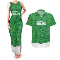 Custom Northern Ireland Couples Matching Tank Maxi Dress and Hawaiian Shirt Go Green and White Army