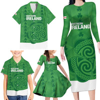 Custom Northern Ireland Family Matching Long Sleeve Bodycon Dress and Hawaiian Shirt Go Green and White Army