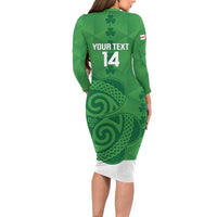 Custom Northern Ireland Family Matching Long Sleeve Bodycon Dress and Hawaiian Shirt Go Green and White Army