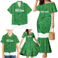 Custom Northern Ireland Family Matching Mermaid Dress and Hawaiian Shirt Go Green and White Army