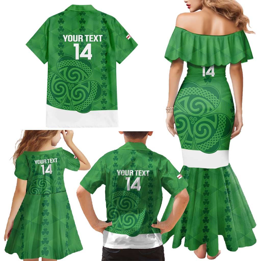 Custom Northern Ireland Family Matching Mermaid Dress and Hawaiian Shirt Go Green and White Army
