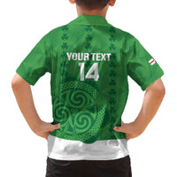 Custom Northern Ireland Family Matching Off The Shoulder Long Sleeve Dress and Hawaiian Shirt Go Green and White Army