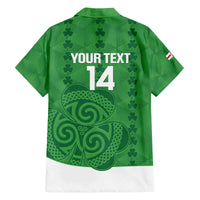 Custom Northern Ireland Family Matching Off The Shoulder Long Sleeve Dress and Hawaiian Shirt Go Green and White Army