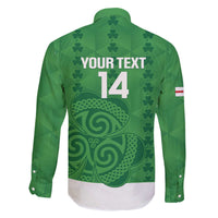 Custom Northern Ireland Family Matching Off The Shoulder Long Sleeve Dress and Hawaiian Shirt Go Green and White Army