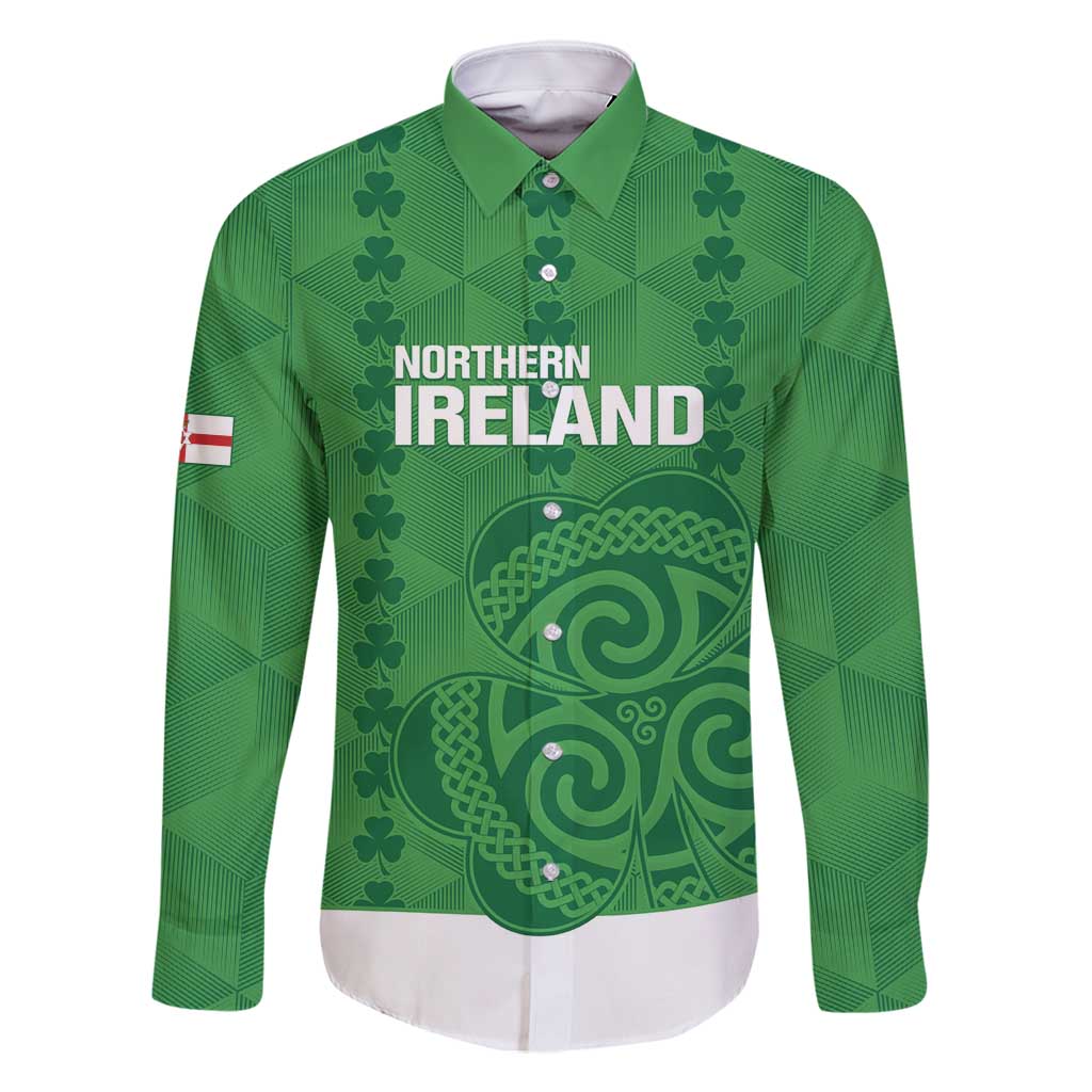 Custom Northern Ireland Family Matching Off Shoulder Short Dress and Hawaiian Shirt Go Green and White Army