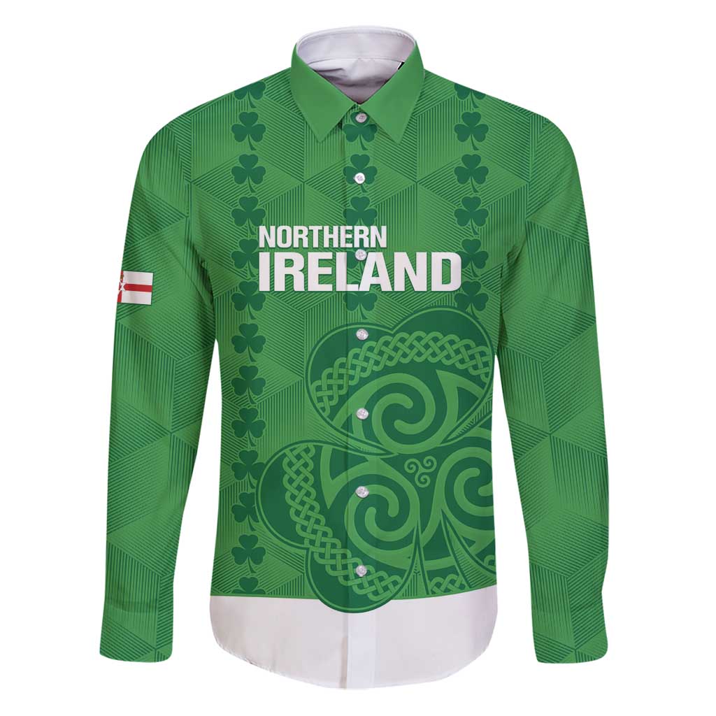 Custom Northern Ireland Family Matching Puletasi and Hawaiian Shirt Go Green and White Army