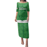 Custom Northern Ireland Family Matching Puletasi and Hawaiian Shirt Go Green and White Army