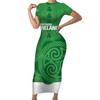 Custom Northern Ireland Family Matching Short Sleeve Bodycon Dress and Hawaiian Shirt Go Green and White Army