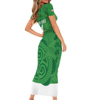 Custom Northern Ireland Family Matching Short Sleeve Bodycon Dress and Hawaiian Shirt Go Green and White Army