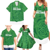 Custom Northern Ireland Family Matching Summer Maxi Dress and Hawaiian Shirt Go Green and White Army