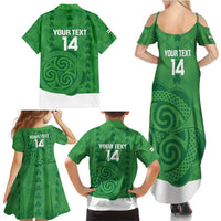 Custom Northern Ireland Family Matching Summer Maxi Dress and Hawaiian Shirt Go Green and White Army