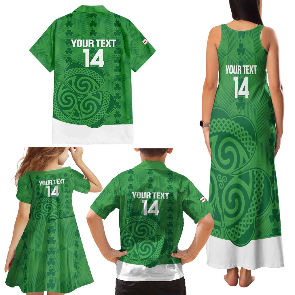 Custom Northern Ireland Family Matching Tank Maxi Dress and Hawaiian Shirt Go Green and White Army