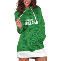 Custom Northern Ireland Hoodie Dress Go Green and White Army