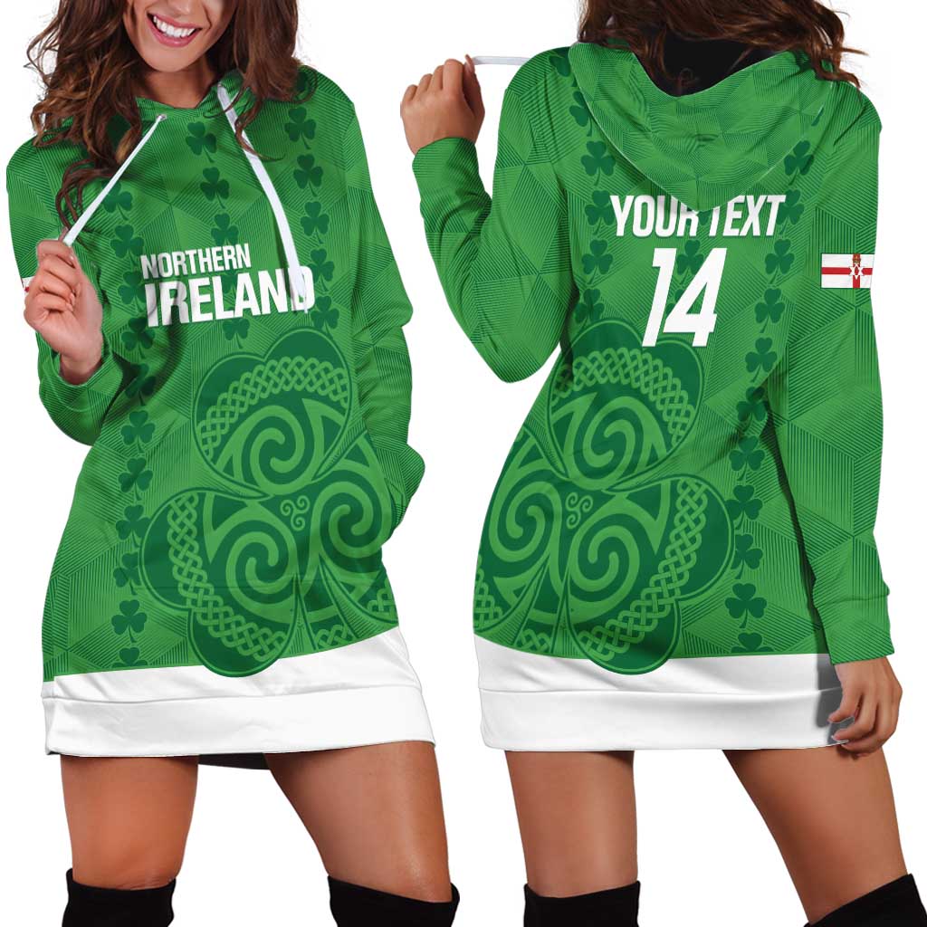 Custom Northern Ireland Hoodie Dress Go Green and White Army