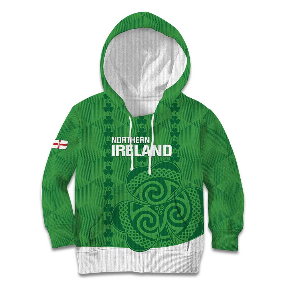 Custom Northern Ireland Kid Hoodie Go Green and White Army