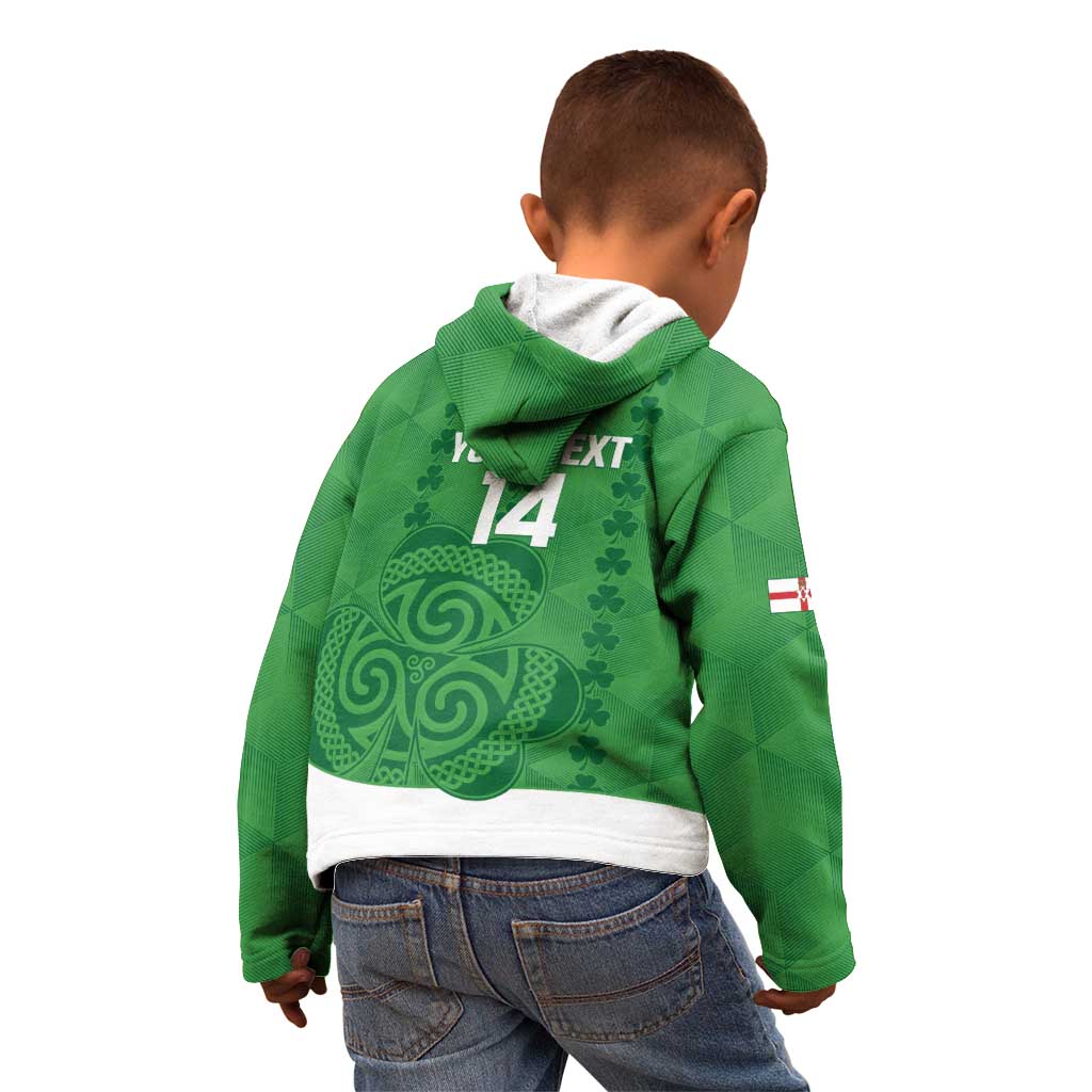 Custom Northern Ireland Kid Hoodie Go Green and White Army