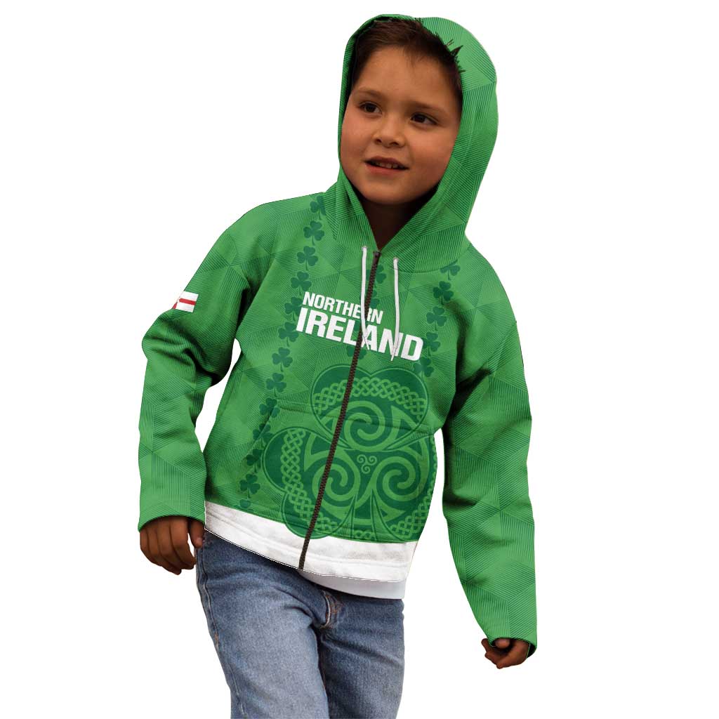 Custom Northern Ireland Kid Hoodie Go Green and White Army