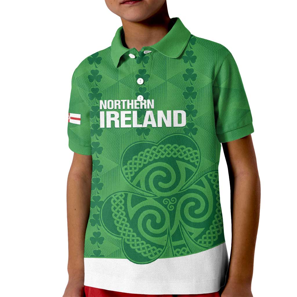 Custom Northern Ireland Kid Polo Shirt Go Green and White Army