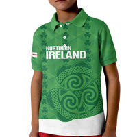 Custom Northern Ireland Kid Polo Shirt Go Green and White Army