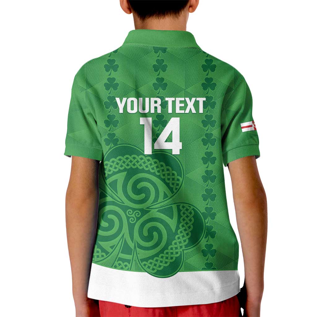 Custom Northern Ireland Kid Polo Shirt Go Green and White Army