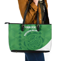 Custom Northern Ireland Leather Tote Bag Go Green and White Army