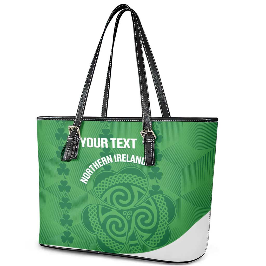 Custom Northern Ireland Leather Tote Bag Go Green and White Army