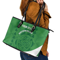 Custom Northern Ireland Leather Tote Bag Go Green and White Army