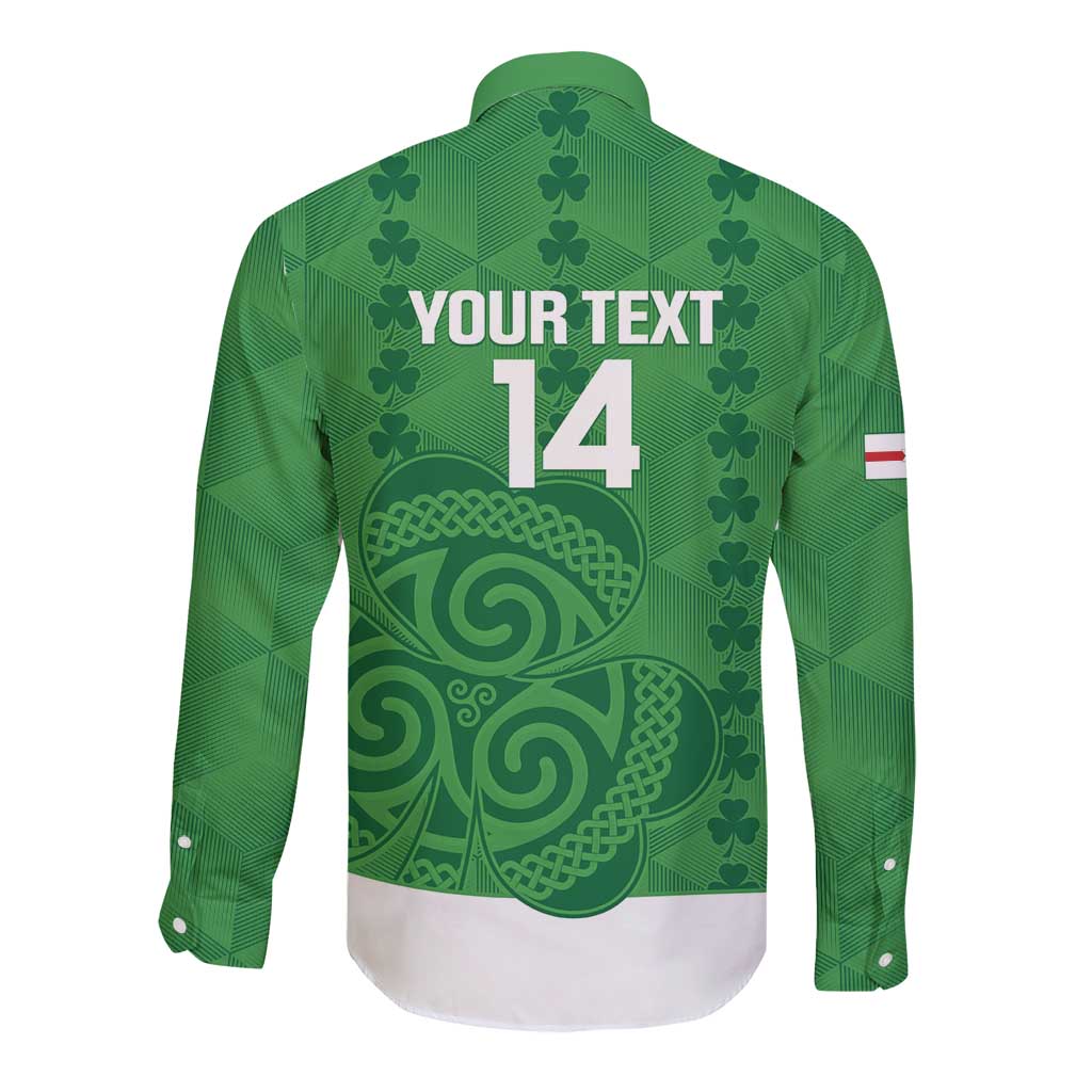 Custom Northern Ireland Long Sleeve Button Shirt Go Green and White Army